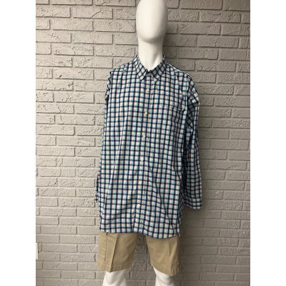 Duluth Relaxed Fit Blue Plaid Long Sleeve Button Down Men's Shirt Size 2XL